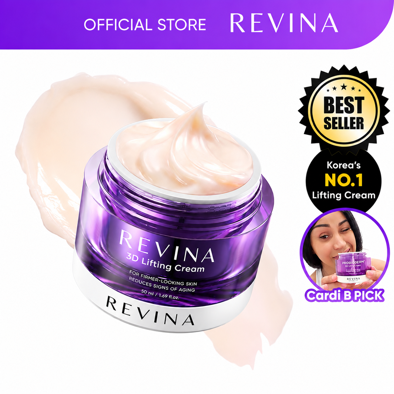 REVINA 3D Lifting Cream | Korean Peptide Face & Neck Moisturizer
